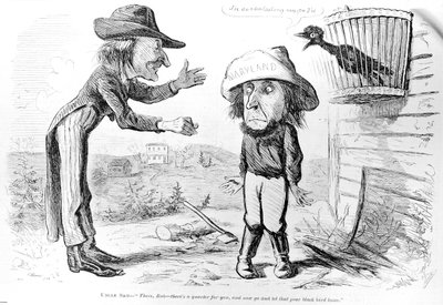 Caricatura satirizando la abolición de la esclavitud en Maryland, de "Frank Leslie
