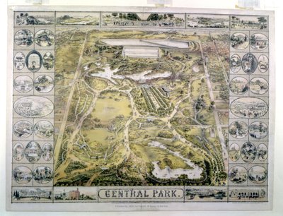 Central Park, mirando al norte desde la calle 59, grabado por F. Hepperheimer (fl.1849-79) pub. por John Bachmann, Nueva York, 1863 de American School