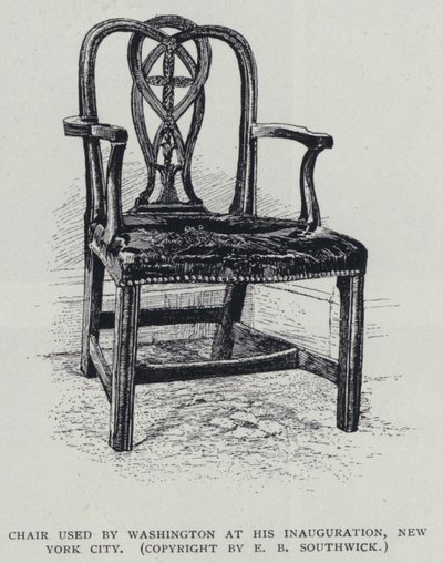 Silla usada por George Washington en su inauguración, Ciudad de Nueva York de American School