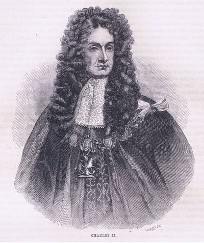 Carlos II (1664), ilustración de la Historia de los Estados Unidos de Cassell publicada por Petter & Galpin c.1890 de American School