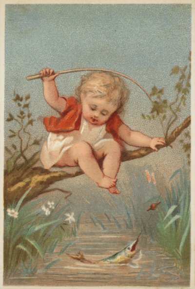 Niño pescando en un arroyo de American School