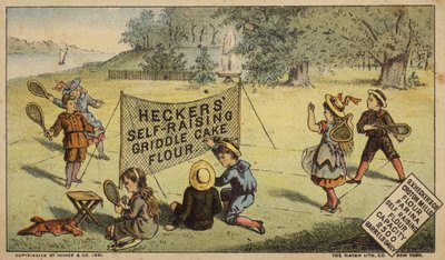 Niños jugando al raquetbol, anunciando harina de American School