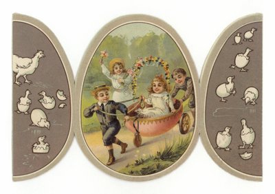 Niños jugando en carrito de huevos de American School