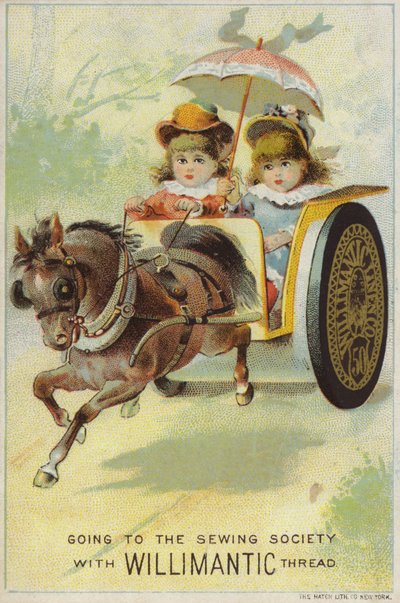 Niños viajando rápido en carro de caballos de American School