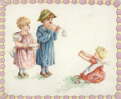 Niños soplando burbujas de American School