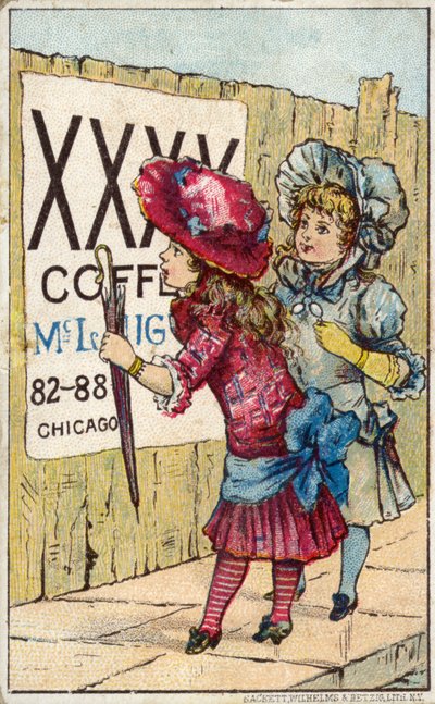Niños leyendo anuncio de café de American School