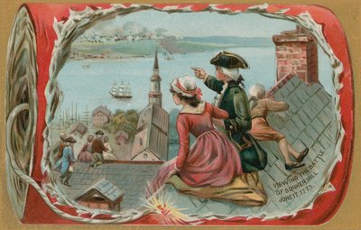 Niños viendo la Batalla de Bunker Hill, 17 de junio de 1775 de American School