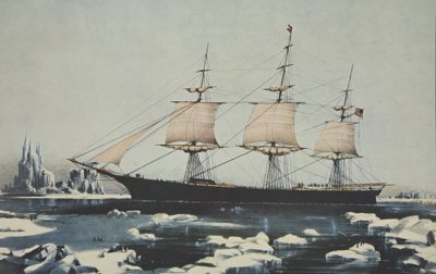Barco Clipper, Red Jacket - En el hielo frente al Cabo de Hornos, en su viaje desde Australia a Liverpool, agosto de 1854, pub. 1855, Currier & Ives de American School