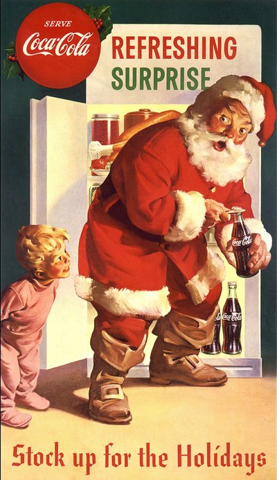 Anuncio de “Coca-Cola” con Santa Claus, años 40. Se requiere autorización previa para su uso con Coca-Cola de American School