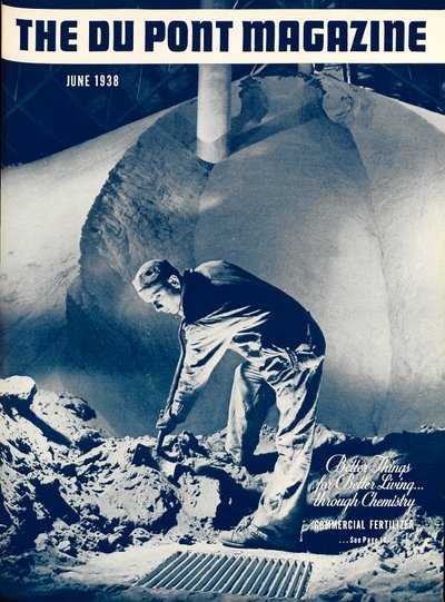Fertilizante comercial, portada de la revista DuPont, junio 1938 de American School