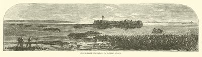 Evacuación confederada de la isla Morriss, septiembre 1863 de American School