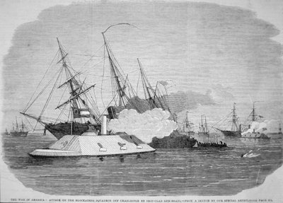 Acorazados confederados atacan el escuadrón de bloqueo federal frente a Charleston, 4 de abril de 1863 de American School