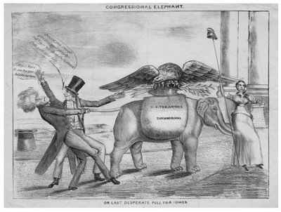 Elefante del Congreso, o, Último tirón desesperado por el poder, c.1832 de American School