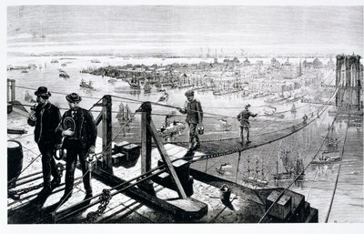 Construcción del Puente de Brooklyn, Nueva York de American School
