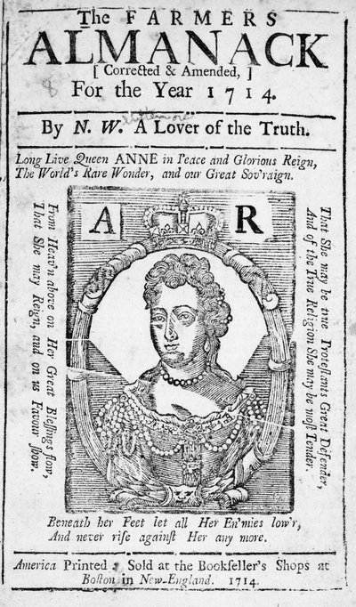 Portada de The Farmers Almanack, publicado en 1714 de American School