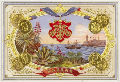 Etiqueta de caja de cigarros cubanos de American School