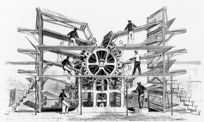 Prensa de impresión cilíndrica inventada por Richard March Hoe (1812-86) Nueva York, 1846 de American School