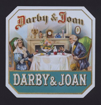 Darby y Joan, etiqueta de cigarro (chromolitho) de American School