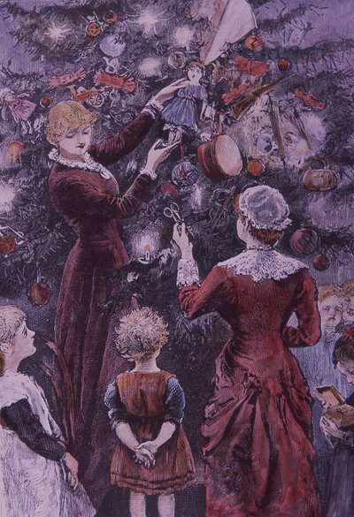 Decorando el árbol de Navidad de American School