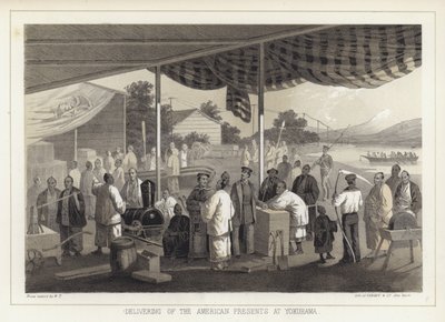 Entrega de los regalos americanos en Yokohama, Japón de American School
