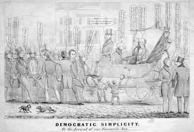 Simplicidad democrática, o, La llegada de nuestro hijo favorito, publicado por H R Robinson, Nueva York, c.1839 de American School