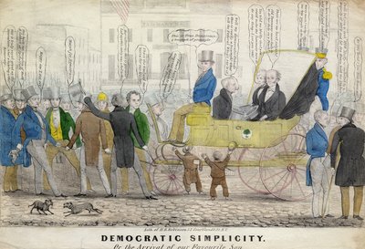 Simplicidad democrática, o, La llegada de nuestro hijo favorito, publicado por H R Robinson, Nueva York, c.1839 de American School
