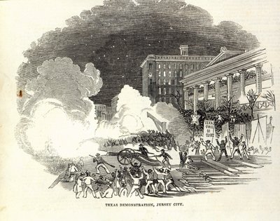 Manifestación en Jersey City a favor de la anexión de Texas por los Estados Unidos, ilustración del Illustrated London News, 22 de marzo. de American School