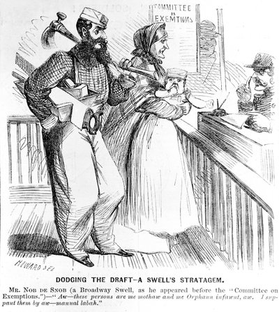Esquivando un reclutamiento - Una estratagema de un dandi, de Frank Leslies Illustrated Newspaper, 19 de septiembre de 1863 de American School