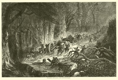 Arrastrando artillería sobre las montañas, agosto de 1863 de American School