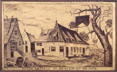 Cabaña holandesa en Beaver Street en 1679, c.1853 de American School