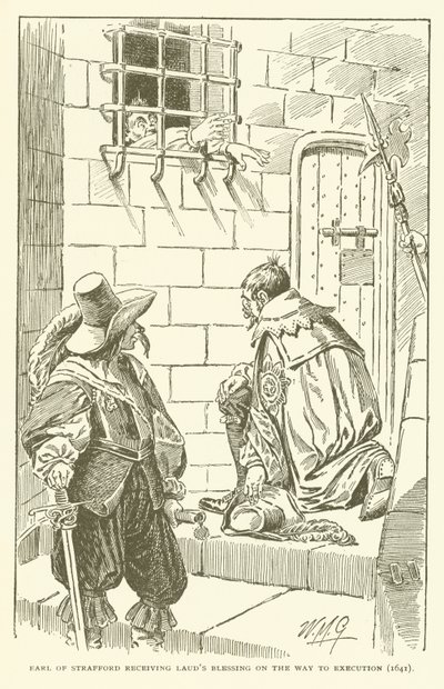 El conde de Strafford recibiendo la bendición de Laud en camino a la ejecución (1641) (grabado) de American School