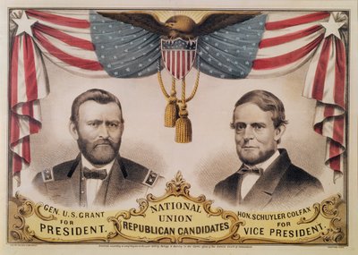 Cartel electoral para la elección presidencial de EE.UU. de 1868 que representa a Ulysses S. Grant y Schuyler Colfax, 1868 de American School