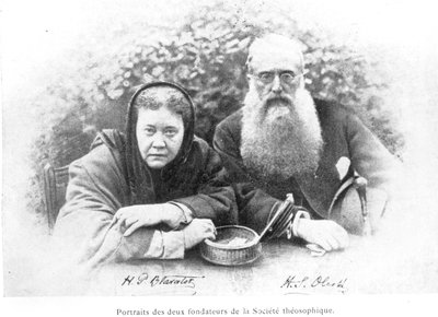 Elena Petrovna Blavatsky y el Coronel Henry Steel Olcott, de Historia auténtica de la Sociedad Teosófica por Olcott, publicado en 1908 de American School