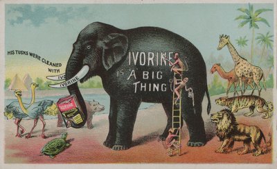 Elefante anunciando jabón Ivorine de American School