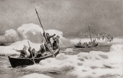 Elisha Kent Kane, líder de la Segunda Expedición Grinnell de 1853, en busca de la expedición perdida del capitán Sir John Franklin en las regiones árticas, de The History of Our Country, publicado en 1905 (litografía). de American School