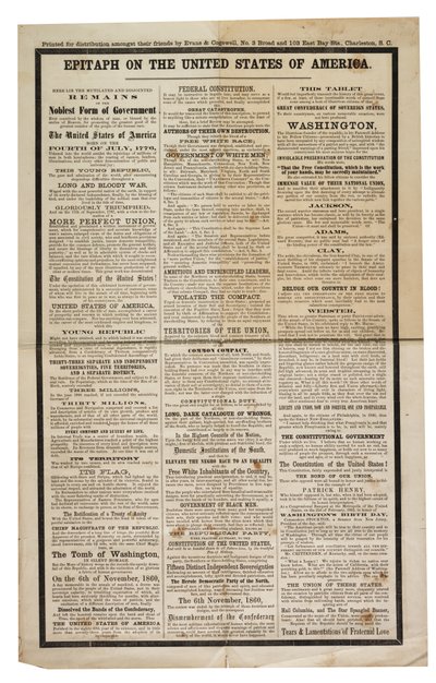 Epitafio en los Estados Unidos de América, c.1861 de American School