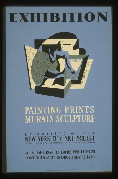 Exposición de pintura, grabados, murales, escultura por artistas del Proyecto de Arte de la Ciudad de Nueva York de American School