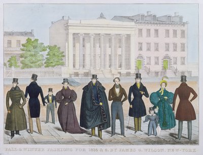 Moda de otoño e invierno para 1835 y 1836 por James Wilson, Nueva York de American School