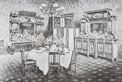 Comedor familiar de la Casa Blanca en la década de 1890, Washington D.C., Estados Unidos de América de American School