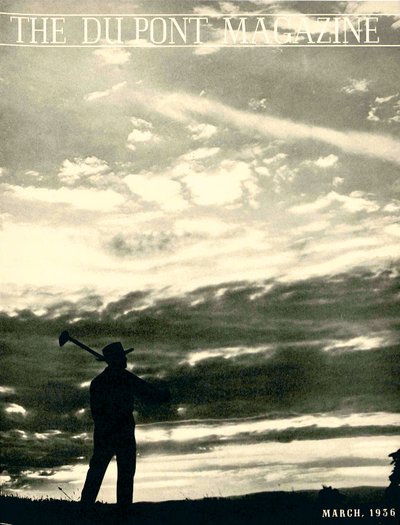 Agricultor en el campo, portada de la revista DuPont, marzo 1936 de American School