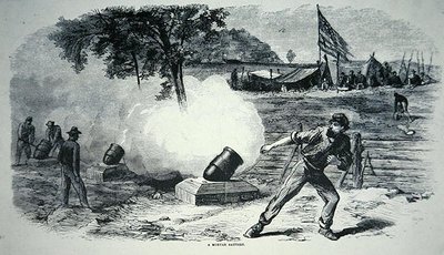 Batería de mortero federal durante la Guerra Civil Americana (1861-65) de American School