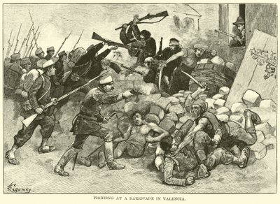 Lucha en una barricada en Valencia de American School