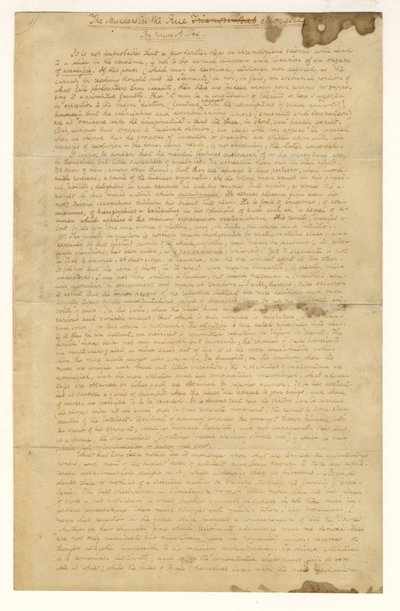 Primera página de Los crímenes de la calle Morgue de Edgar Allan Poe, 1841 de American School