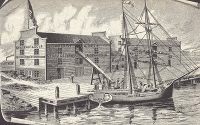 Primer envío de trigo desde el almacén de Chicago, Newberry & Dole de American School