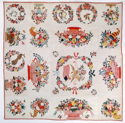 Colcha de Bandera y Flor, c.1860 de American School