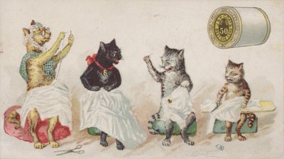 Cuatro gatos ocupados cosiendo de American School