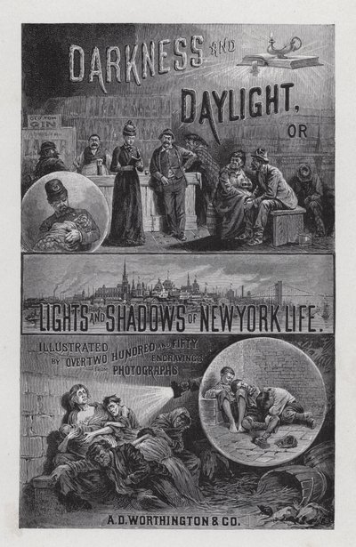 Frontispicio para Oscuridad y Luz del Día, o Luces y Sombras de la Vida en Nueva York por la Sra. Helen Campbell de American School