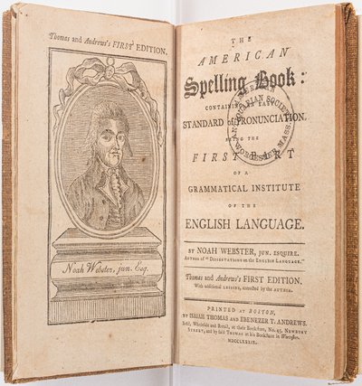 Portada de The American Spelling Book de Noah Webster, Boston, 1789 de American School