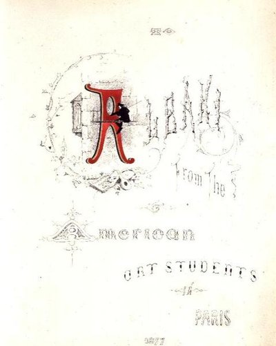 Frontispicio de un álbum dedicado a Albani de los estudiantes de arte americanos en París de American School
