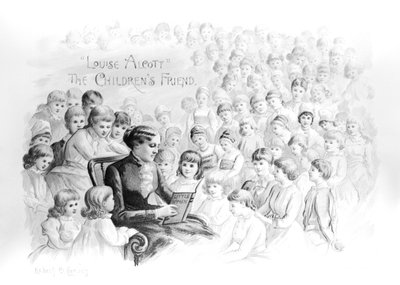 Frontispicio de Louise Alcott, la Amiga de los Niños, por Lizbeth Comins de American School